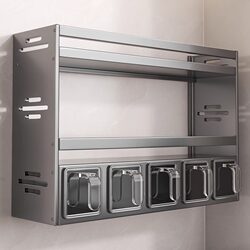 Kitchen Storage Rack Wall-Mounted Oil, Salt, Sauce, Vinegar Seasoning Jar, No-Drill Multifunctional Household Storage Box