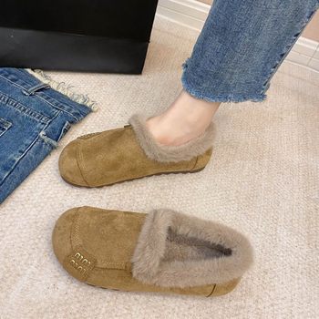 Women's tendon soft sole plus velvet loafers 2025 autumn and winter