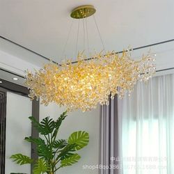 Luxurious villa crystal chandelier branch restaurant simple luxury living room large P lamp French hall crystal lamps