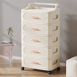 Multi-Layer Drawer-Type Storage Cabinet for Home Use, Movable Children's Toy and Snack Storage Cabinet, Plastic Trolley Storage Cabinet