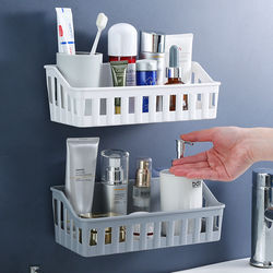 Bathroom Storage Rack, No-Drill Storage Shelf Box for Toilet, Washroom, Kitchen, Wall-Mounted Plastic Shelf
