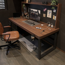50mm Thick Solid Wood Computer Desk, Study Desk for Room, Bedroom, Home Use, Desktop Table That Can Accommodate a Computer Unit, Desk and Bookshelf Integrated