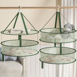 Thickened Clothes Drying Basket with Flat Mesh Bag to Prevent Deformation, Drying Net for Socks and Underwear, Sweater Drying Rack, Double-Layer Windproof Drying