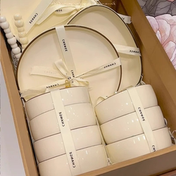 Cream-Style Tableware Set 2025 New Model for Home Use, High-End Aesthetic Underglaze Ceramic Bowls, Plates, Chopsticks, and Tableware