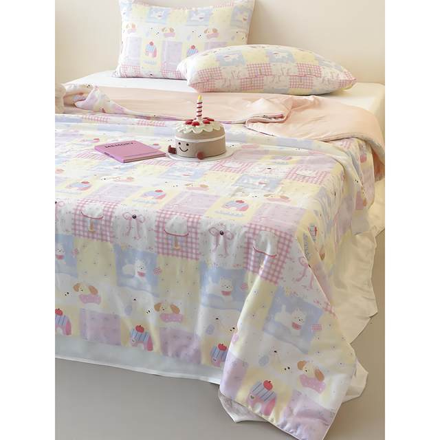 
A-grade cotton maternal and infant grade double-layer yarn + cool ice skin summer quilt air-conditioned quilt summer ice silk dual-use thin quilt machine washable