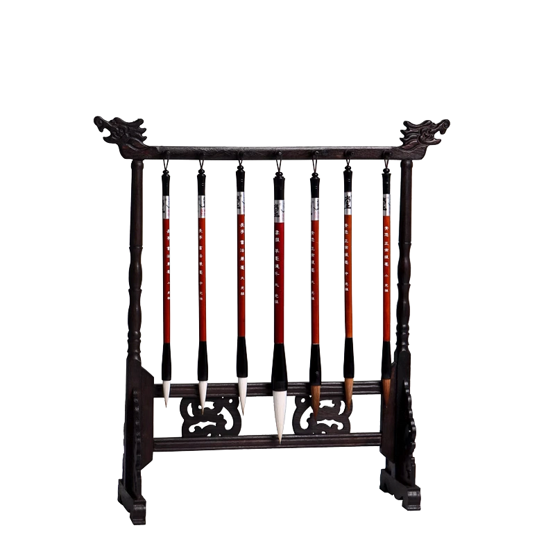 中国美術 唐木造 紅木 筆掛 14本掛 筆架 書道具 /検) 木製 木造 細密細工 古美術品 影樓古裝拍照擺件中國風古典攝影道具文房四寶毛筆架子筆掛筆擱| 協貿