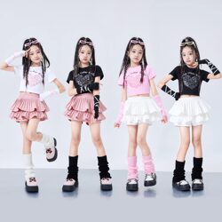 Girls' Jazz Dance Costumes, Trendy and Fashionable Model Catwalk Street Dance Outfits, Children's Performance Clothing