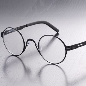 
Glasses frame myopia glasses without screws metal full frame round black silver CT21 color change anti-blue light lens customization