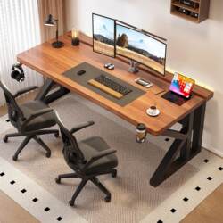 Solid Wood Computer Desk, Bedroom Desk, Student Study Writing Desk, Desktop Office Desk, Double Gaming Desk, Rolling Cart