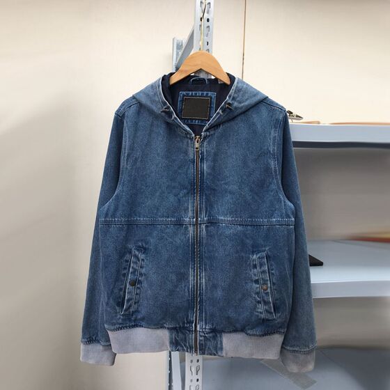 
Thousand Yuan and denim boss! Foreign trade spring and autumn men's cotton denim jacket men's casual X hooded wash jacket