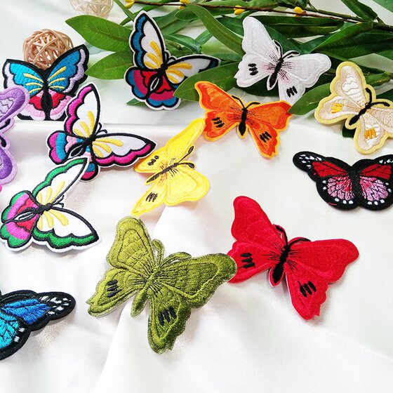 
Colorful embroidery Velcro hand-sewn butterfly cloth down jacket jeans repair patch DIY clothing accessories