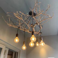 Internet celebrity LED tree branch chandelier living room restaurant tea room bed and breakfast clothing store goddess scattered flowers multi-head DIY wood art chandelier