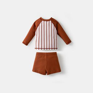 
Children's long-sleeved swimsuit sun protection split swimming trunks 2024 new style boys striped swimwear simple baby boy swimsuit