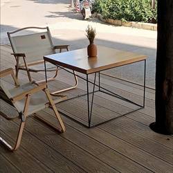 2025 new ins iron solid wood coffee table simple side table minimalist square internet celebrity milk tea table living room