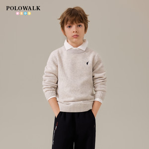 
[Containing sheep wool] POLOWALK children's clothing boys' wool sweater 2025 autumn and winter new round neck sweater sweater