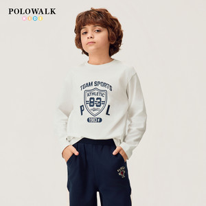 
[100% cotton] POLOWALK children's clothing for boys and girls long-sleeved T-shirt pure cotton 26 spring new children's round neck top