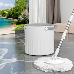 Integrated Wash-And-Dry Mop Bucket with Adjustable Height and Rotating Head, Hands-Free Lazy Mop for Home Use, Dual-Use for Dry and Wet Cleaning