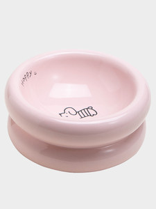 
Pet cat bowl ceramic in the wind donut dog food bowl cat neck protector feeding water bowl large diameter tall bowl