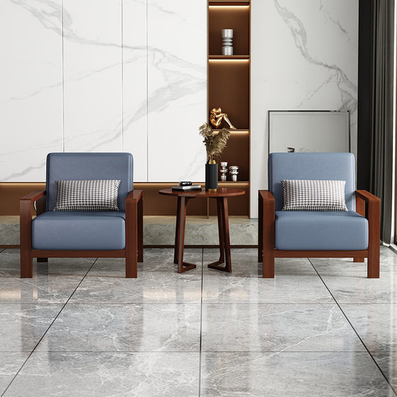 
Simple balcony log creative solid wood office sofa chair three-piece set coffee hotel leisure area sofa light luxury