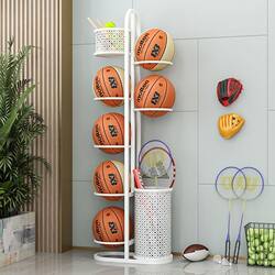 German Imported Iron Art Basketball Storage Rack, Football Volleyball Display Rack, Floor-Standing Tennis Badminton Storage Rack, Table Tennis Rack