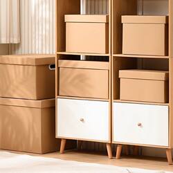 Cardboard Storage Box Kraft Paper Document File Book Box with Lid Paper Box Organizer Storage Carton