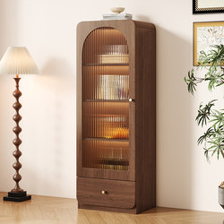 Retro-Style Glass Sideboard Against the Wall for Home Use in the Living Room, Side Cabinet for Tv, Display Cabinet, Narrow Storage Cabinet