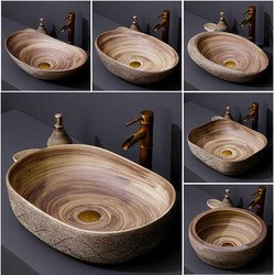 Antique-Style Art Countertop Washbasin, European Retro Wash Basin, Ceramic Bathroom Sink, Outdoor