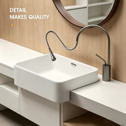 German Semi-Embedded Countertop Basin Hotel Semi-Hanging Basin Small Apartment Narrow Countertop Ceramic Basin Washbasin Taichung