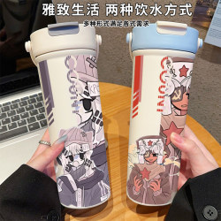 Ch Peripheral Products 316 Countryhumans New Cartoon Double-Drinking Straw Water Cup with Insulation, Five Regular Sizes New