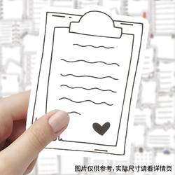 【Large Illustrations Officially Authorized】48 Writing Note Stickers Black and White Wall Stickers DIY for Children and Girls, Decorative Phone Cases, Luggage Tags, Handwritten Self-Adhesive Waterproof Stickers