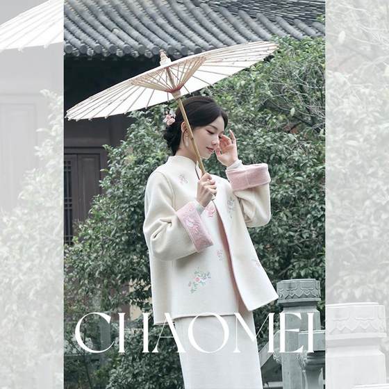 
Feng (CHAOMEI [Peach] New Chinese style national style embroidered wool double-sided woolen jacket + skirt suit