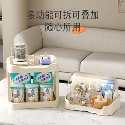 Bottle storage box desktop dustproof storage box baby E treasure tableware supplement food drying drain rack storage cabinet