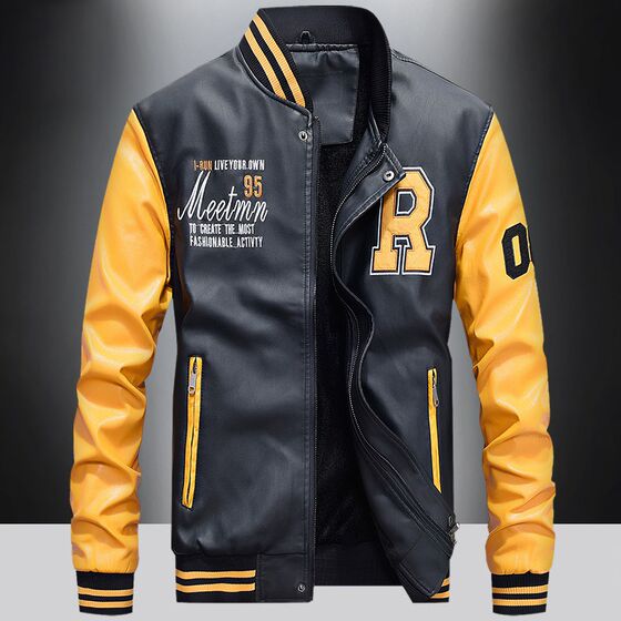 
Men's motorcycle leather jacket 202o4 autumn and winter new European and American trend casual labeling short pu leather jacket