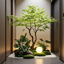 Premium Artificial Maple Tree Large Landscape Plant Indoor Decoration Fake Tree Artificial Tree Landscaping Living Room Floor-Standing Green Plant