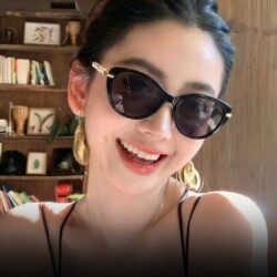 Pearl Large-Frame Cat-Eye Polarized Retro Sunglasses for Women, High-End Style Suitable for Square and Round Faces, 2026 New Model for Nearsightedness