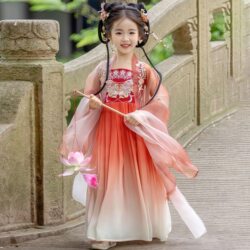 Hanfu for Girls 2026 New Long-Sleeved Dress Children's Traditional Chinese Style Ancient Costume Girl Fairy Princess Dress Set