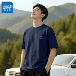 Jeanswest Men's Short-Sleeved Summer American Trendy Pure Cotton Men's T-Shirt Casual Loose Breathable Sports Men's Top Q