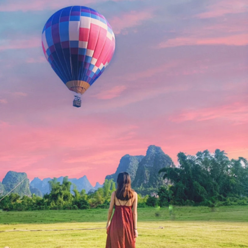 纯玩无购物桂林阳朔旅游5天4晚 | 热气球漓江竹筏漂流江景下午茶