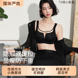 内衣女大胸显小胸收副乳防下垂全罩杯无痕蕾丝轻薄款提拉文胸聚拢