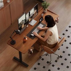 Gujia Furniture Solid Wood Computer Desk Electric Height-Adjustable Desk Home Office Desk Writing Study Desk Gaming E-Sports Desk