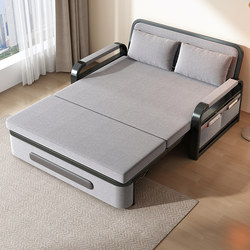 Sofa Bed Foldable Dual-Use 2026 New Model Small Apartment Living Room Sofa Cotton Linen Fabric Multifunctional Single Retractable Bed