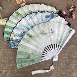 8inch New Double-Sided Student Dance Fan Ancient Style Silk Cloth Dance Plastic Fan Folding Fan Female Manufacturer