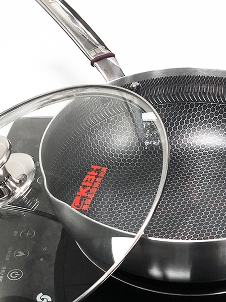 德国康巴赫不粘炒菜锅316不锈钢平底锅