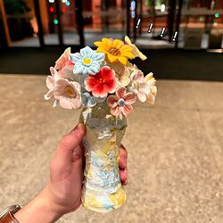 Jingdezhen Ceramic Eternal Flower Set Desktop Decoration Gift for Girlfriend Creative Gift Handmade Porcelain Flowers for Best Friend