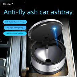 Victoria Island 2024 New Model Car-Mounted Thickened Stainless Steel Detachable Anti-Fly Ash Open-Lid Multifunctional Car Ashtray