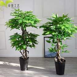 Simulated money tree bonsai real tree pole environmentally friendly artificial plants landing home set flowers to attract wealth in the garden