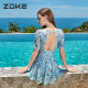 
zoke/Zhouke high-end V-neck backless slim island vacation skirt one-piece swimsuit for women 2025 new