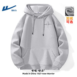 Pull-Back American-Style Gray Hooded Sweatshirt for Men, Youth Jacket, Loose Fit, Spring and Autumn Heavyweight Men's Fleece-Lined Clothing for Winter