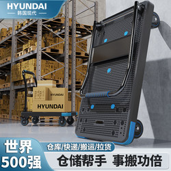 Korean Modern Plastic Steel Trolley Cart for Transporting Goods, Household Flatbed Cart, Portable Folding Trailer Cart