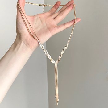 Vintage Golden hemp flower snake bone chain necklace